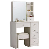 Dressing Table with Mirror DR-15 White Wood Finish - ArtisanSA