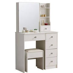 Dressing Table with Mirror Stool Set Vanity Desk DR-15 WHITE