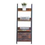 Modern minimalist ladder bookshelf with drawer for bedroom or study room