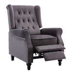 Chester Recliner Chair CR-HL2005 in plush grey velvet, featuring a push-back mechanism for ultimate comfort and style.