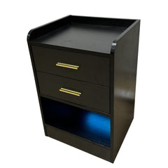 Nightstand LED Side Table 2 Drawers BSD-07 black