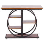 5-Tier Industrial Console Table with Round Metal Frame – main product image