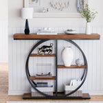 5-Tier Industrial Console Table with Round Metal Frame – alternate product view
