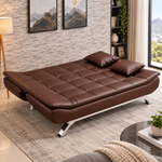 PU leather sleeper couch with 500kg weight capacity and 3-position reclining backrest