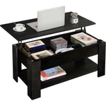 Black lift-top coffee table with various items on a white background | Artisansa SA