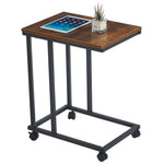 Wooden side table with wheels on a white background| Artisansa SA