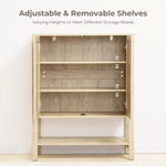 Boho Rattan Storage Cabinet with adjustable and removable shelves for versatile storage options.