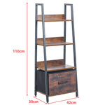 Dimensions and size of 4-tier ladder bookshelf with drawer