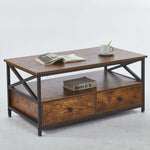 Coffee Table with Drawers and Storage CT-110 Industrial Style Furniture for Living Room - Artisansa