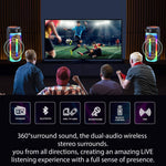 360°surround sound, the dual-audio wireless stereo surrounds.