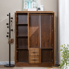 3 Door Wardrobe Closet Armoire Storage Cabinet WD-116 Golden 0ak