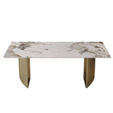 Dining Table (6-8 Seater) Luxury Marble Table Work Desk Q35