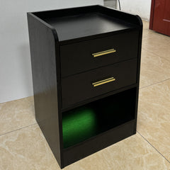 Nightstand LED Side Table 2 Drawers BSD-07 black