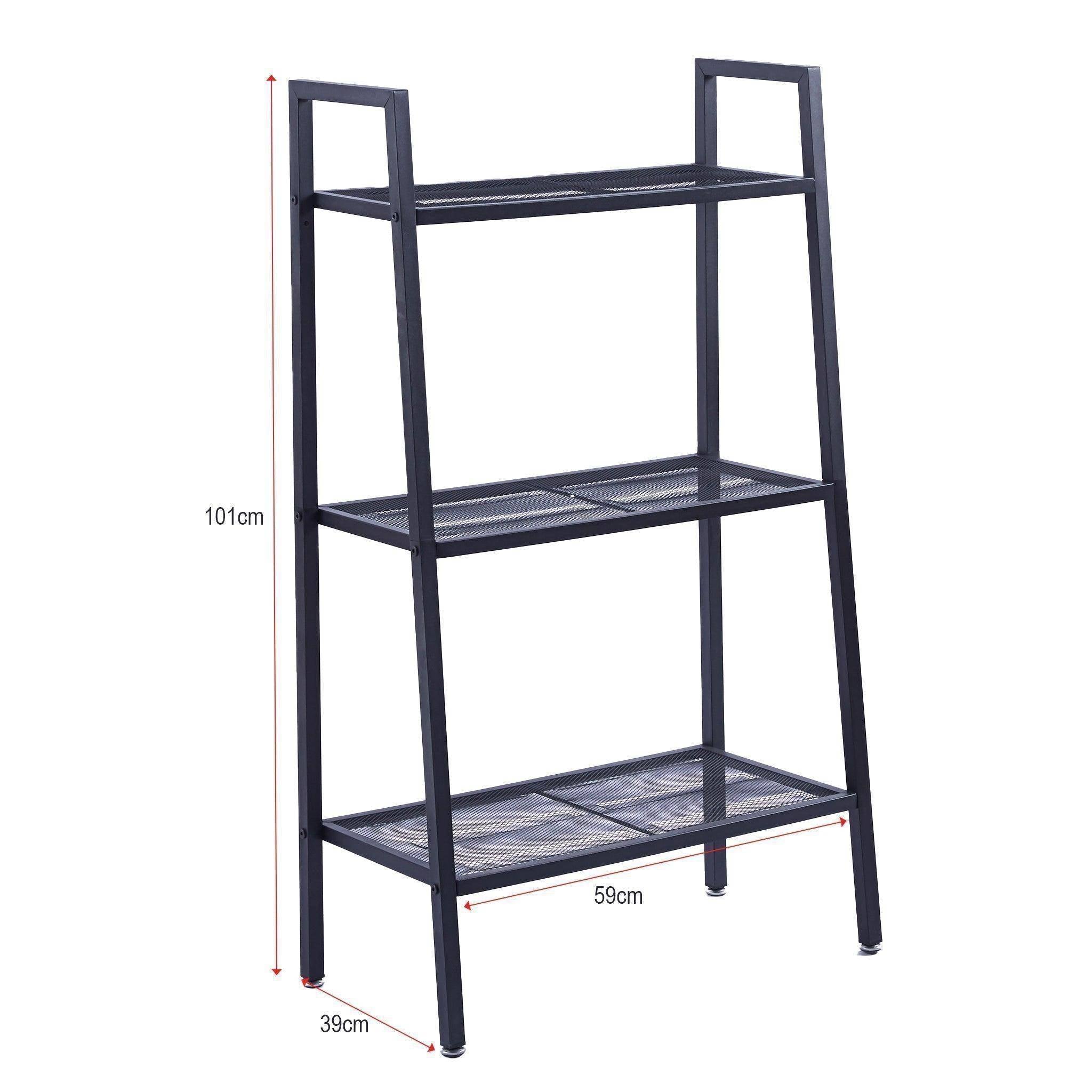 3-Tier Ladder Shelf in Black SF-107 for organized storage2