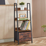 Tall wooden shelf with metal legs against a beige wall | Artisansa SA