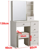 Dressing Table with Mirror Stool Set Vanity Desk DR-15 WHITE