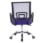 Rear view of ergonomic mesh office chair purple with heavy-duty chrome star base | Artisansa SA