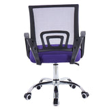 Rear view of Artisan purple mesh task chair with heavy-duty chrome star base.
