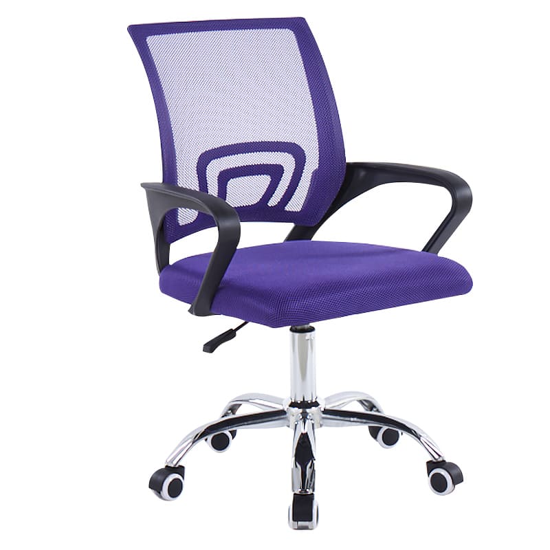 Artisan modern office chair in purple mesh at full height adjustment.