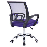 Artisan swivel computer chair 45-degree angle in purple with silent caster wheels.