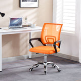 Bright orange Artisan office chair providing lumbar support and style.Artisan orange breathable mesh chair with chrome star base.