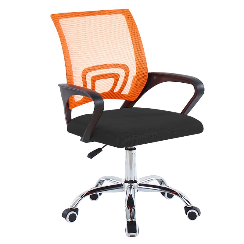Bold red Artisan mesh office chair for a productive workspace.Artisan swivel computer chair 45-degree angle in orange with silent caster wheels.