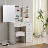 Dressing Table with Mirror Stool Set Vanity Desk DR-15 WHITE