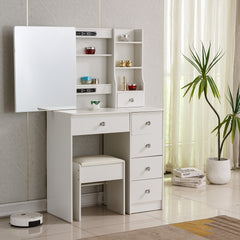 Dressing Table with Mirror Stool Set Vanity Desk DR-15 WHITE