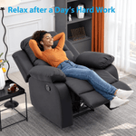 Dakota massage recliner integrated footrest and manual reclining mechanism detail