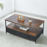 Coffee Table Side Table CT-113 Berlin Rustic with industrial design and storage drawers, perfect for living rooms.