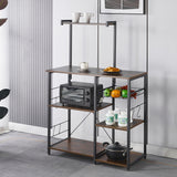 Kitchen Baker's Rack with Microwave Stand and wire baskets, perfect for kitchen organization and coffee station.
