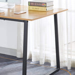 150cm office desk workstation with a wooden top and black metal legs, ideal for workspace organization.