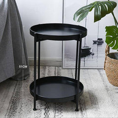 Steel Side Table Coffee Table 2 Tier Round Tray TT-015