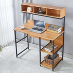 Computer Desk Student Table SD-24 with open shelves and laptop, ideal for study and organization.
