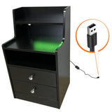 Nightstand Side End Table LED Bedside Table BSD-06 black