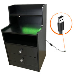 Nightstand Side End Table LED Bedside Table BST-06 black