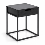 OT-2107 compact bedside table with drawer and steel frame in black or white
