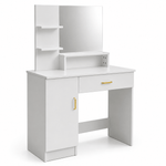 Artisansa DR-14 white dressing table with mirror and drawers on a white background - front view vanity unit