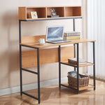 Computer Desk Student Table SD-24 with open shelves and laptop on top, perfect for space-saving organization.