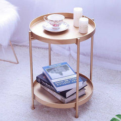 Steel Side Table Coffee Table 2 Tier Round Tray TT-015