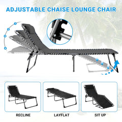 Sun Lounger Folding Reclining Chair BSC-007 DARK GRAY