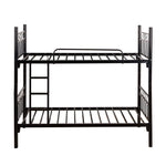 Black metal bunk bed on a white background