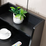 Nightstand Side End Table LED Bedside Table BSD-06 black