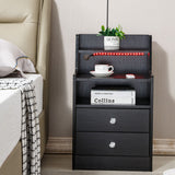 Nightstand Side End Table LED Bedside Table BSD-06 black