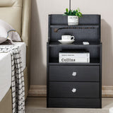 Nightstand Side End Table LED Bedside Table BSD-06 black