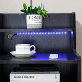 Nightstand Side End Table LED Bedside Table BSD-06 black