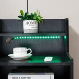 Nightstand Side End Table LED Bedside Table BSD-06 black