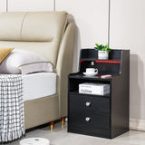 Nightstand Side End Table LED Bedside Table BSD-06 black