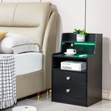 Nightstand Side End Table LED Bedside Table BSD-06 black