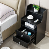 Nightstand Side End Table LED Bedside Table BSD-06 black